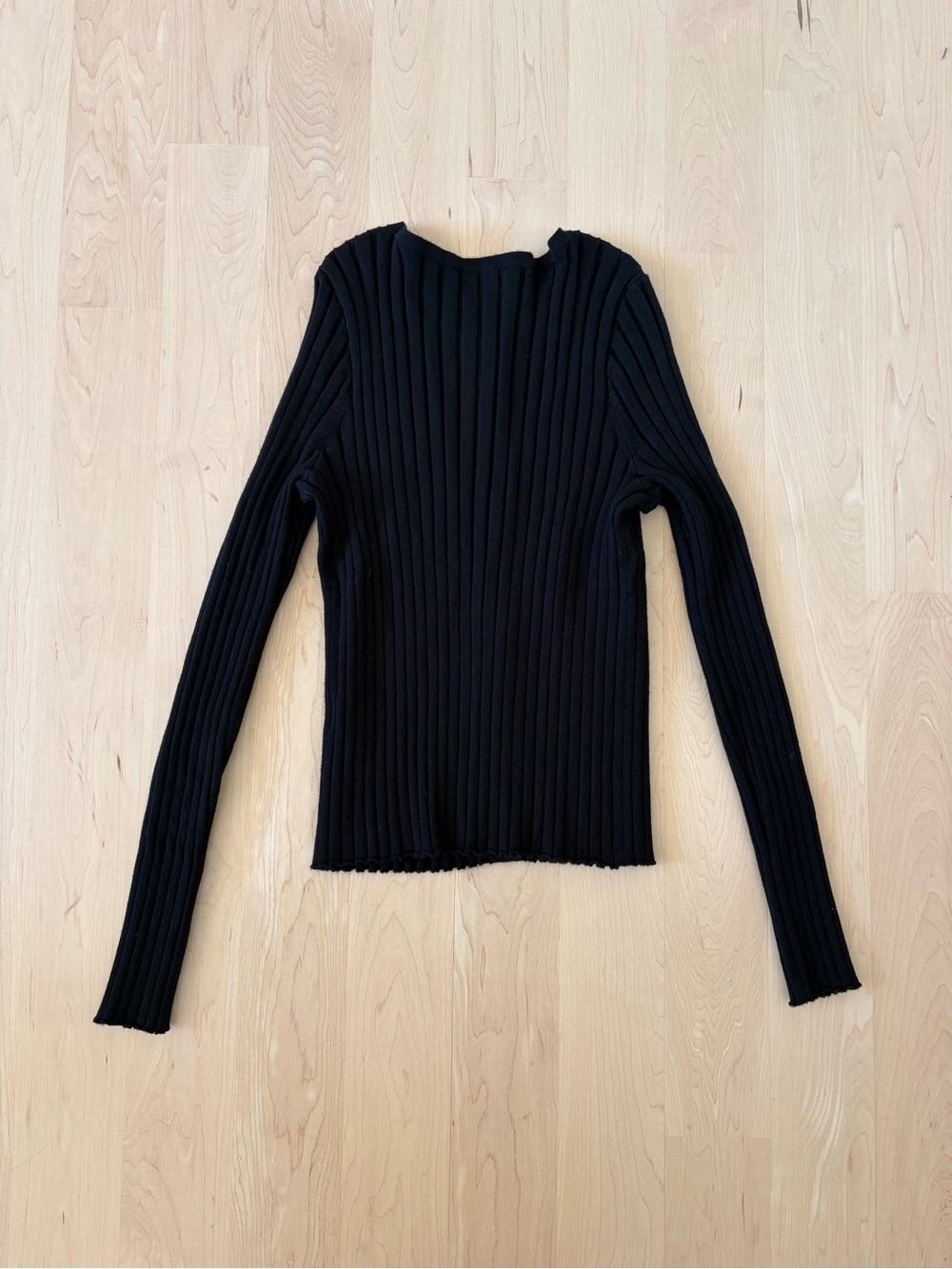 Quince Black Ribbed Button-Front Cardigan - Picture 2 of 4